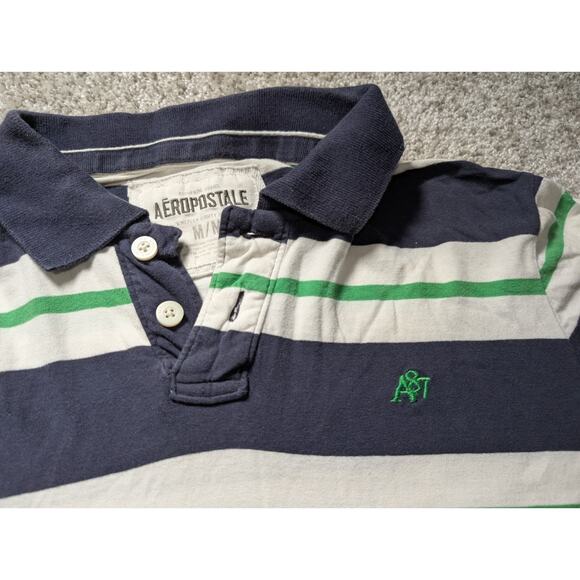 Aeropostale Men's striped Polo Shirts with A87 Logo Size M Y2K Preppy Golf - Picture 2 of 4